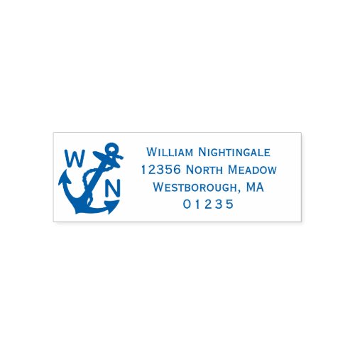 Nautical Anchor Monogrammed Initial Return Address Self_inking Stamp