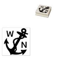 Personalized Custom Return Address Rubber Stamp or Self Inking Stamp Anchor  Nautical Beach Name