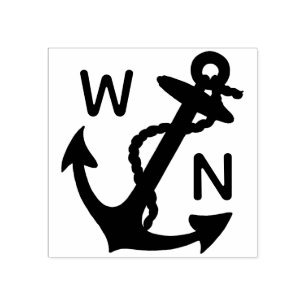Nautical Anchor Monogrammed Initials Custom Rubber Stamp