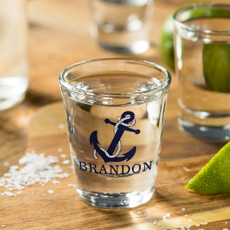 Nautical Anchor Motif Choose Your Name Custom Shot Glass