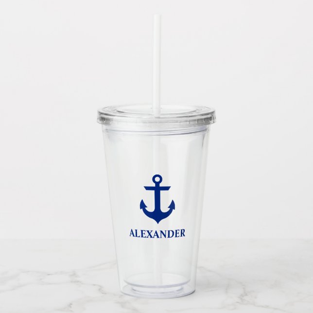 Nautical Anchor Name Acrylic Tumbler (Front)