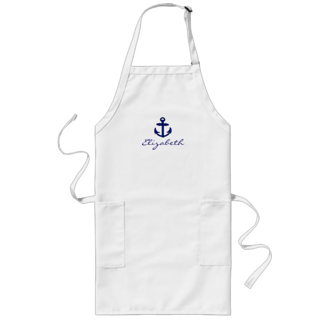Nautical Anchor & Name Long Apron (Front)