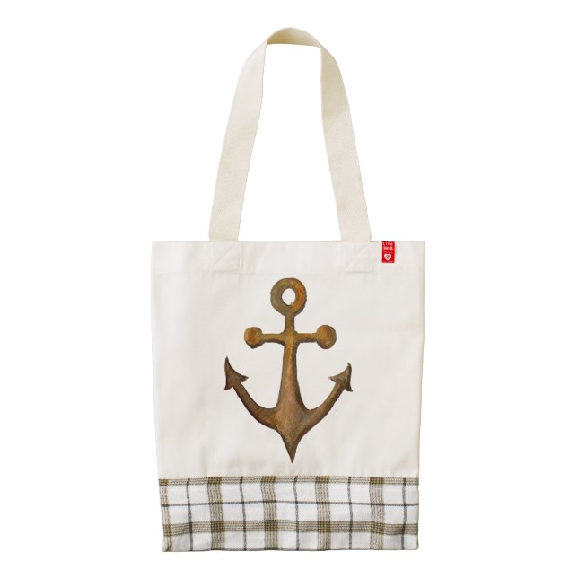 Nautical Anchor Natural Tote (Back)