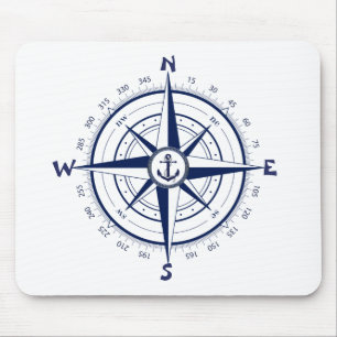 Nautical Anchor, Nautical Compass, Celtic circle Mouse Pad