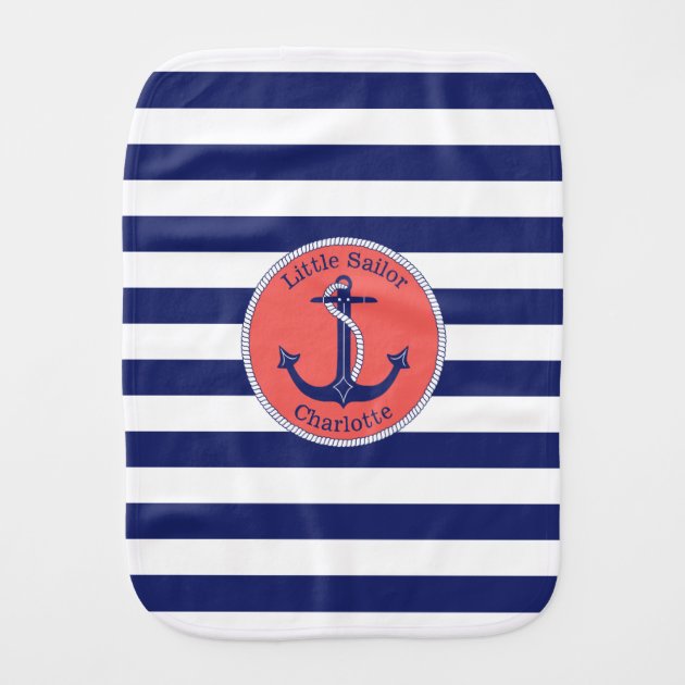 Nautical Burp Cloth Set  little sailor  baby gift  baby boy  navy  red  whale