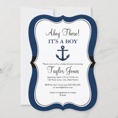Nautical Anchor Navy Baby Shower Invitation