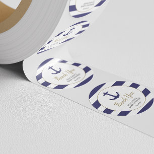 Nautical Anchor Navy Baby Shower Thank You Classic Round Sticker