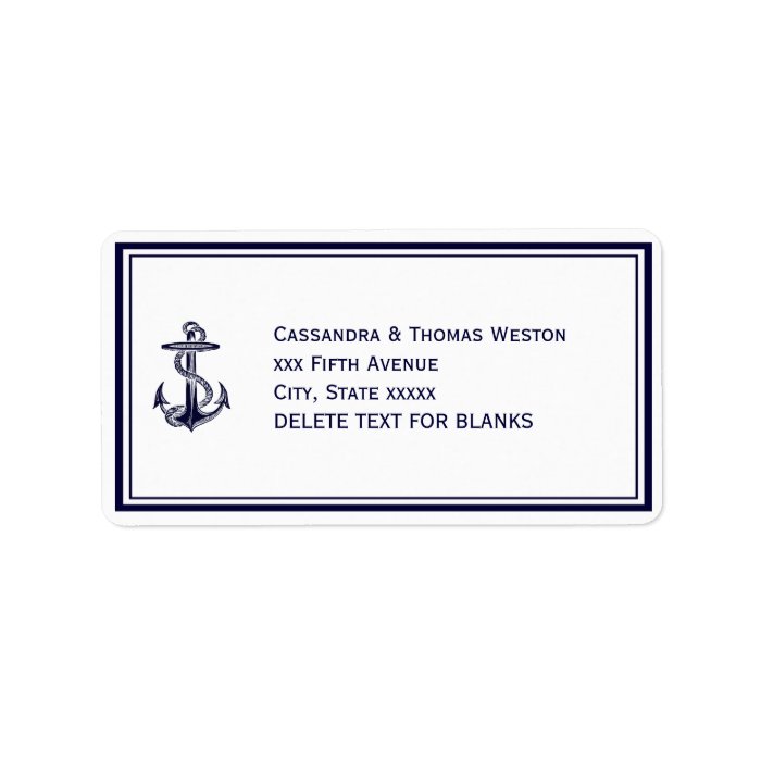 Nautical Anchor Navy Blu Framed 2LJ Address Custom Address Labels