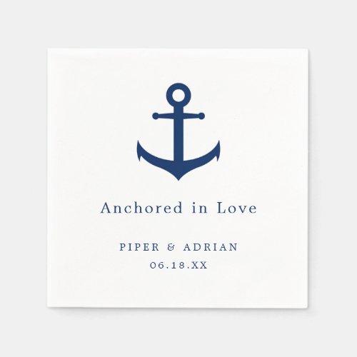 Nautical Anchor Navy Blue and White Wedding Napkins