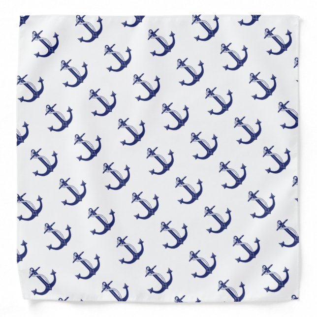 Nautical Anchor Navy Blue Bandana (Front)