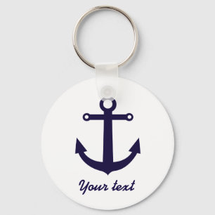Nautical Anchor Navy Blue Beach Keychain