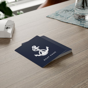 Nautical Anchor Navy Blue Boat Name Custom Poker Cards