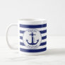 Nautical Anchor Navy Blue Captain Personalized Coffee Mug