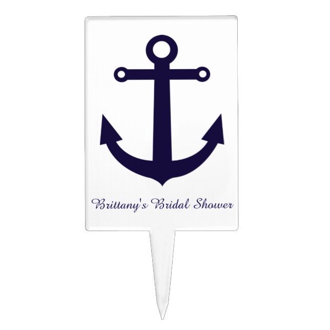 Nautical Anchor Navy Blue Classic Cake Topper (Front)