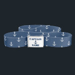 Nautical anchor navy blue custom boat captain name belt<br><div class="desc">Nautical anchor navy blue custom boat captain name belt. Personalized reversible canvas belt for kids and adults. Cool Christmas or Birthday gift idea for sailor, boat captain, skipper, sailing friend, yachting pro, fisherman, fisher, dad, uncle, grandpa, brother, husband, boyfriend, son, daughter etc. Add personalized name, funny quote, logo, slogan or...</div>