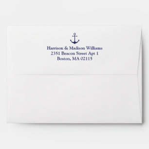 Nautical anchor navy blue custom Return Address Envelope