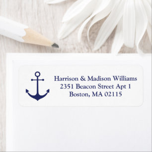 Nautical anchor navy blue custom Return Address Label