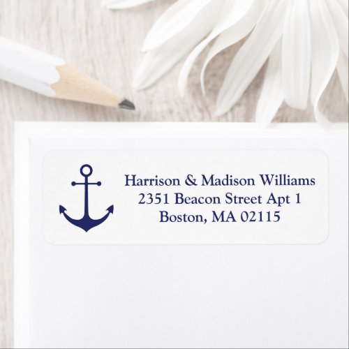 Nautical anchor navy blue custom Return Address  Label