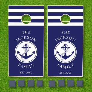 Nautical Anchor Navy Blue Family Cornhole Set