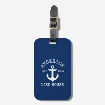 Nautical Anchor Navy Blue Family Lake House Luggage Tag Nautical Anchor Navy Blue Family Lake House Luggage Tag