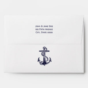 Nautical Anchor Navy Blue Framed 2 A7 5x7 Envelope