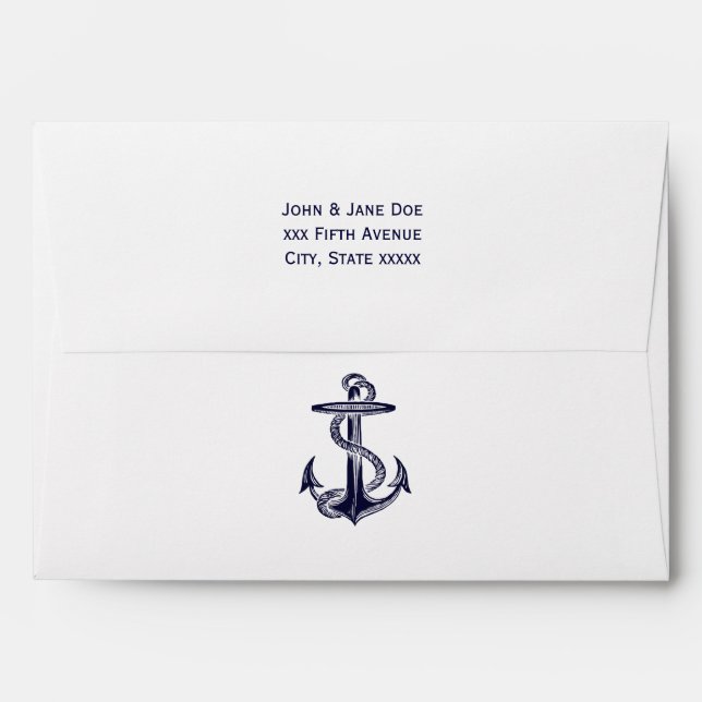 Nautical Anchor Navy Blue Framed 2 A7 5x7 Envelope (Back (Top Flap))