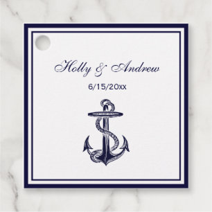 Nautical Anchor Navy Blue Framed 2 Favor Tags