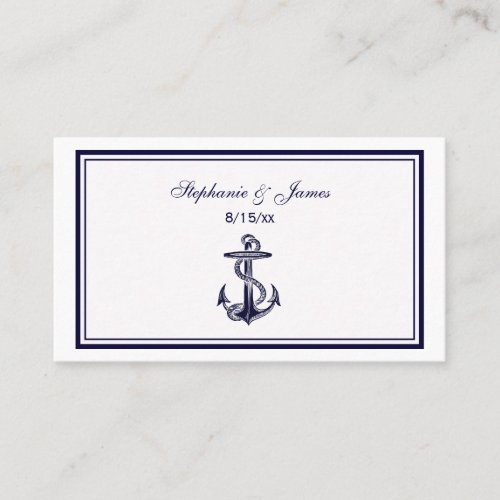 Nautical Anchor Navy Blue Framed 2 Place Cards Business Cards