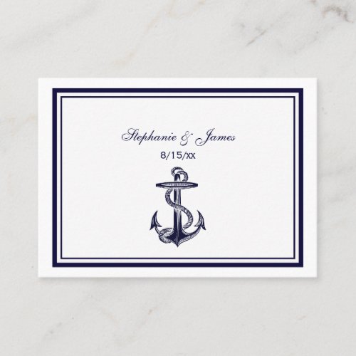 Nautical Anchor Navy Blue Framed 2 Place Cards #2 Business Cards