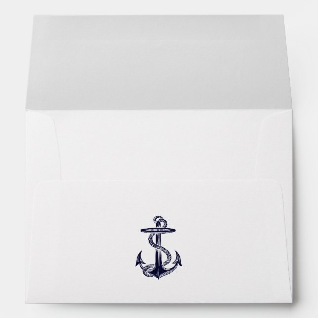 Nautical Anchor Navy Blue Framed 2F A7 5x7 Envelope (Back (Bottom))