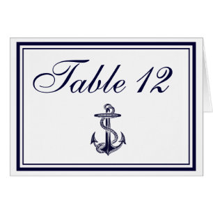 Nautical Anchor Navy Blue Framed 2SQ Table Number