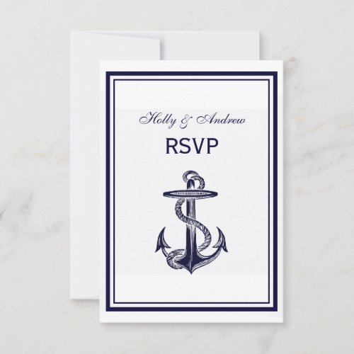 Nautical Anchor Navy Blue Framed 2V RSVP