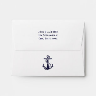 Nautical Anchor Navy Blue Framed A2 5.6" x 4 1/8" Envelope