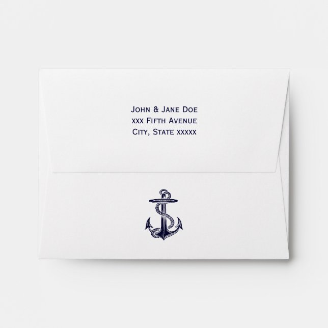 Nautical Anchor Navy Blue Framed A2 5.6" x 4 1/8" Envelope (Back (Top Flap))