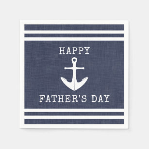 Nautical Anchor Navy Blue Happy Fathers Day Napkins