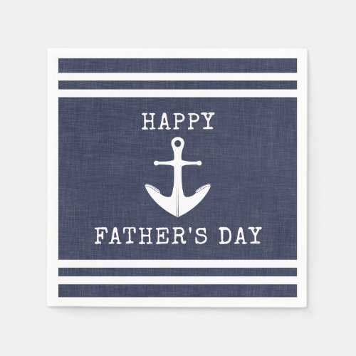 Nautical Anchor Navy Blue Happy Fathers Day Napkins