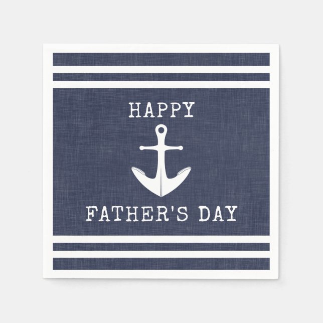 Nautical Anchor Navy Blue Happy Fathers Day Napkins (Front)