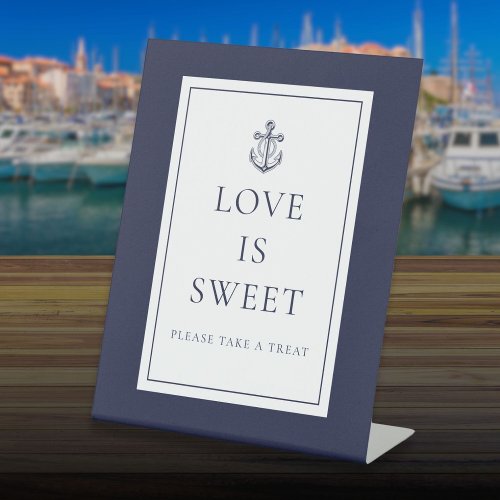 Nautical Anchor Navy Blue Love Is Swee Pedestal Sign