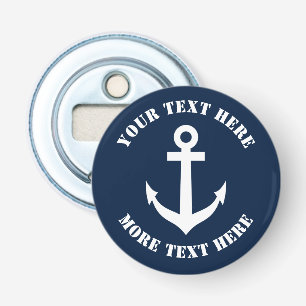 Nautical anchor navy blue magnetic beer bottle opener