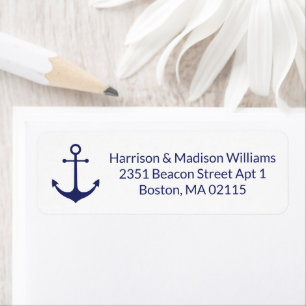 Nautical anchor navy blue modern Return Address Label