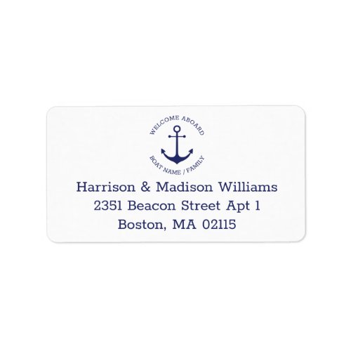 Nautical anchor navy blue monogram Return Address Label