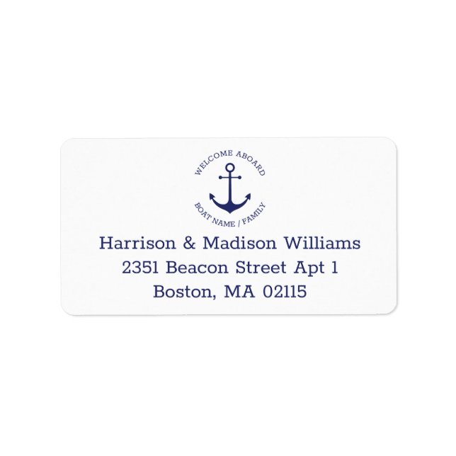 Nautical anchor navy blue monogram Return Address Label (Front)