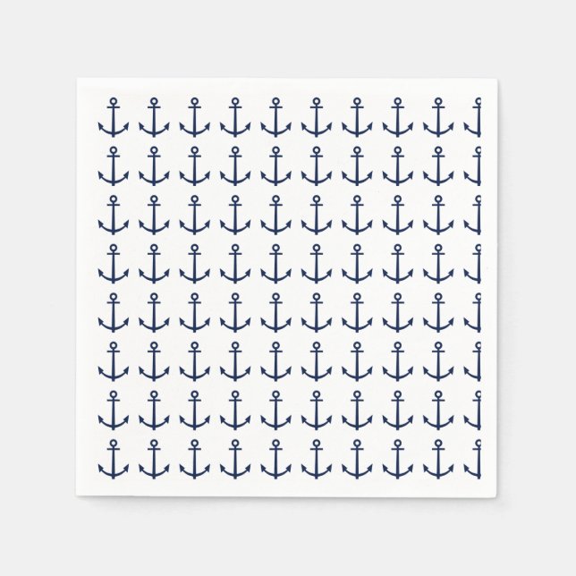 Nautical Anchor Navy Blue Napkins (Front)