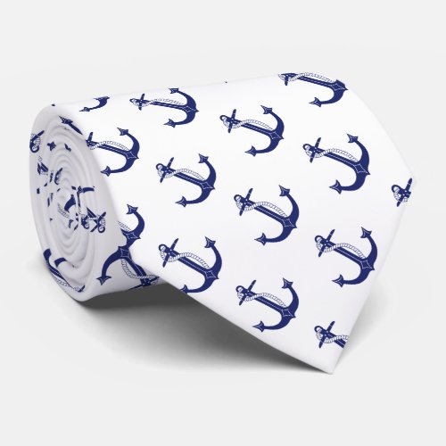 Nautical Anchor Navy Blue Neck Tie