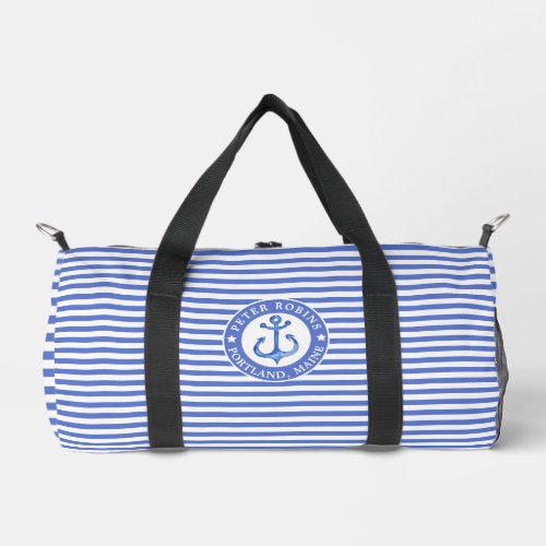 Nautical Anchor Navy Blue Personalized Duffle Bag