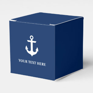Nautical Anchor Navy Blue Personalized Favor Boxes