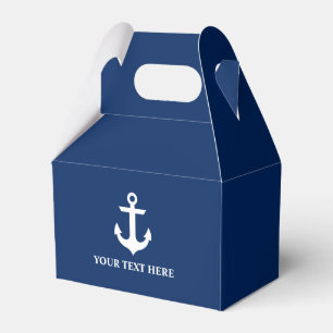 Nautical Anchor Navy Blue Personalized Gable Favor Boxes