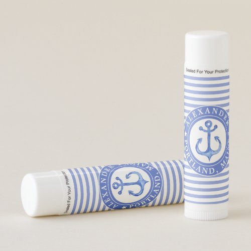 Nautical Anchor Navy Blue Personalized Lip Balm