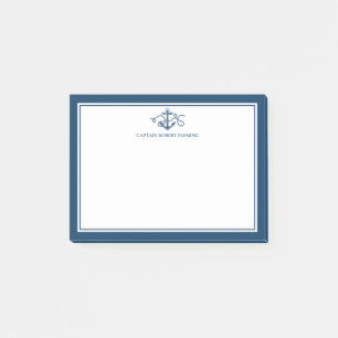 Nautical Anchor Navy Blue Personalized Post-it Notes