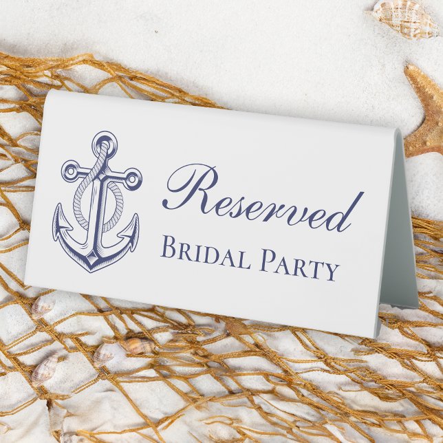 Nautical Anchor Navy Blue Reserved Wedding Table Tent (Creator Uploaded)
